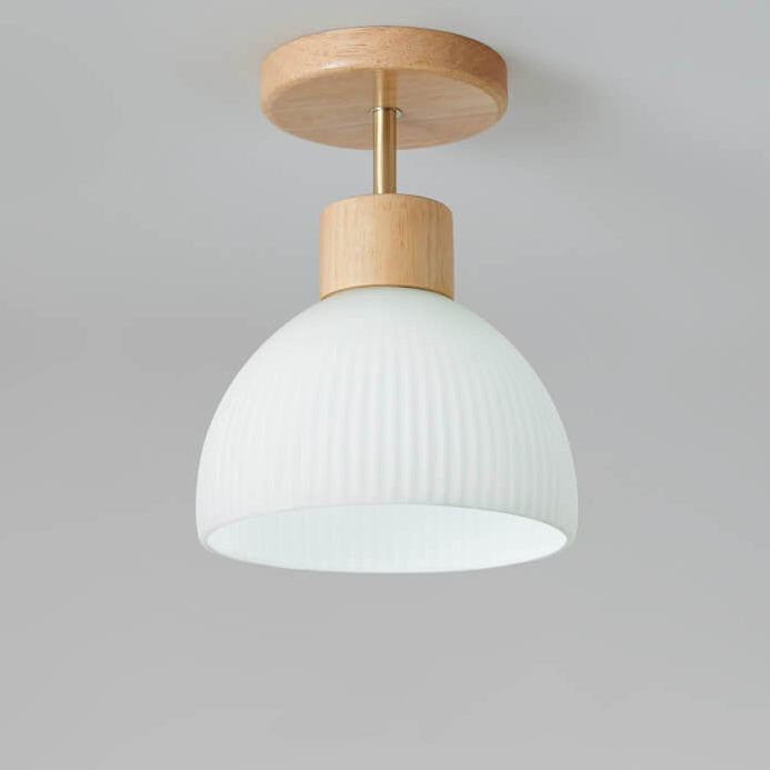 Nordic Glass Half Round 1-Light Semi-Flush Mount Ceiling Light Fixture
