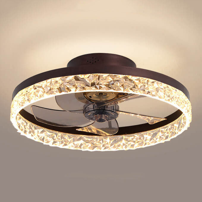 Modern Circle Ring LED Semi-Flush Mount Ceiling Fan Light Fixture