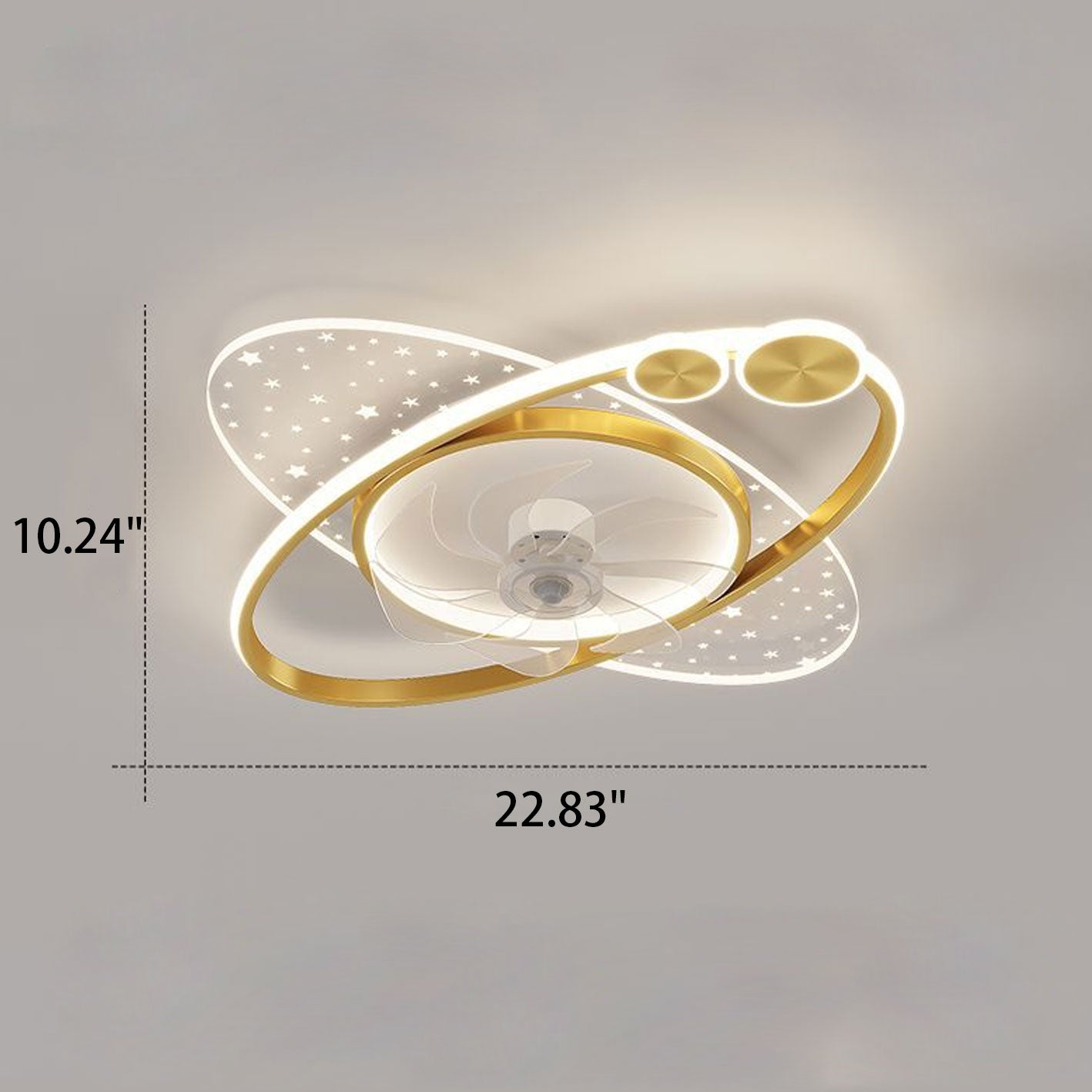 Modern Creative Planet Star Effect LED Flush Mount Ceiling Fan Light, Contemporary Indoor Lighting Fixture, Energy-Efficient Ceiling Fan with Light, Stylish LED Ceiling Fan for Home Decor, Whisper Quiet Ceiling Fan with Remote Control, Unique Star Pattern