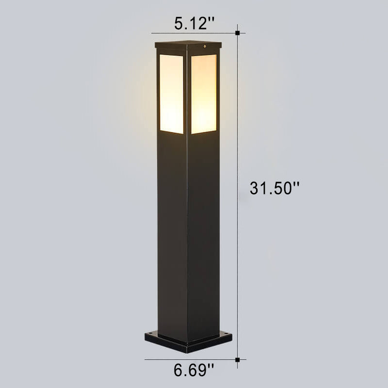 Modern Solar Lawn Square Column Lamp - Waterproof Outdoor Path Light