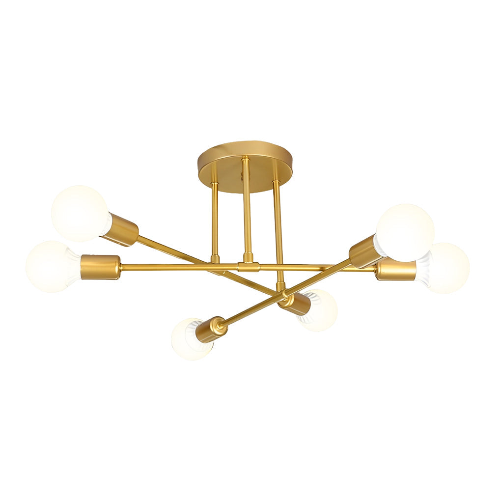 Elegant 6-Light Flush Mount Light, 22'' Dia, E26/E27 Ceiling Fixture