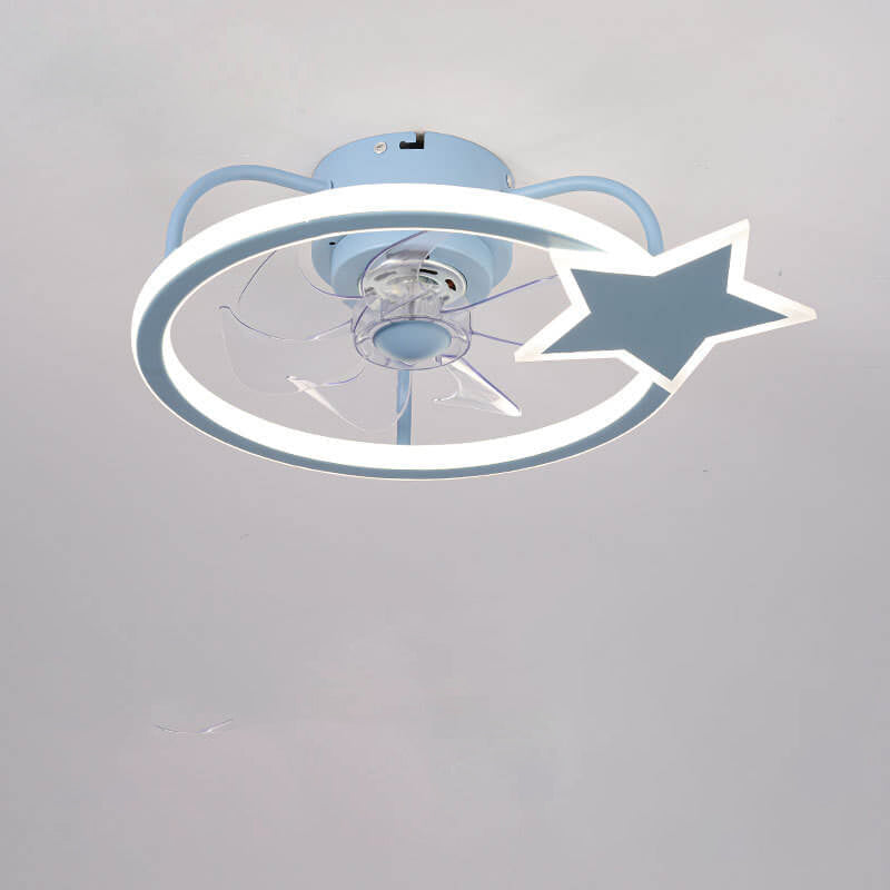 Child-Friendly Star Dolphin LED Ceiling Fan Light - Quiet Flush Mount Design