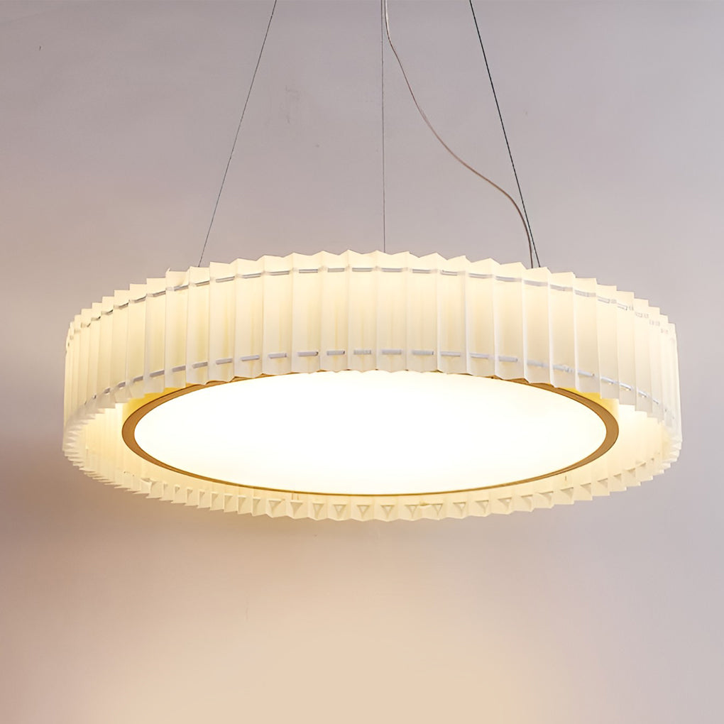Circular Pleated 3-Step Dimming LED Nordic Ceiling Chandelier