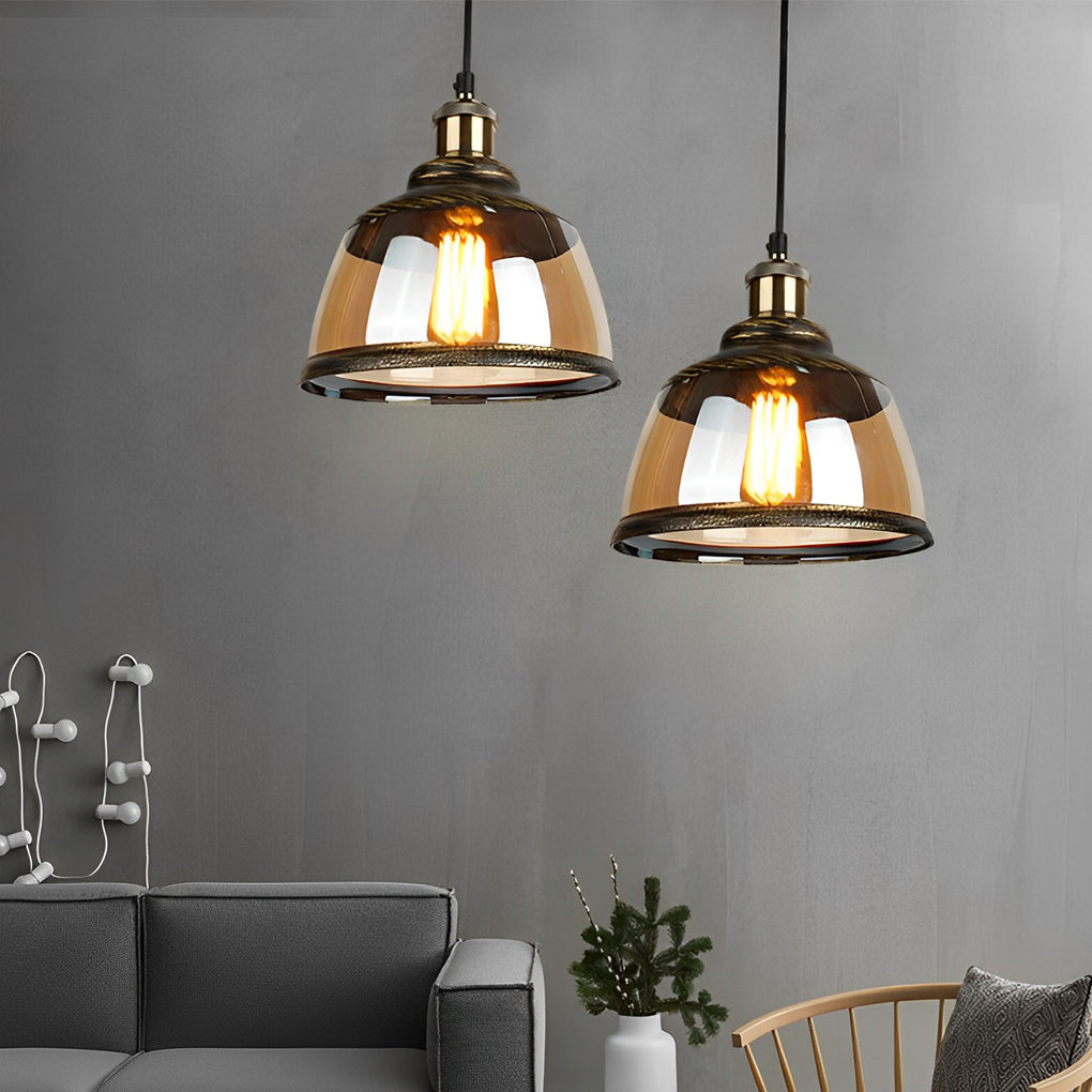 Green Bronze Glass Industrial Pendant Light Chandelier