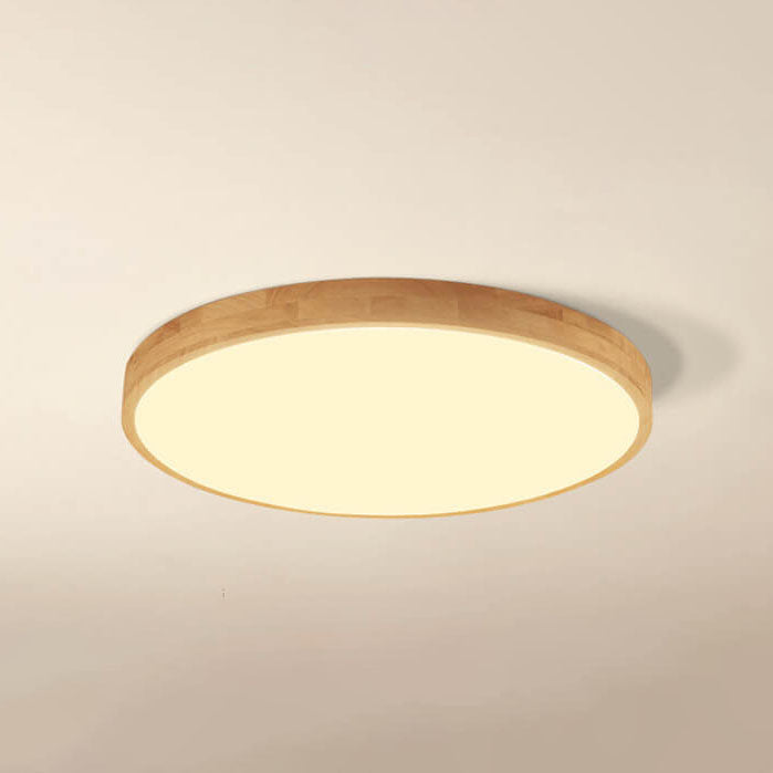 Nordic Solid Wood Ultra-Thin LED Flush Mount Ceiling Light