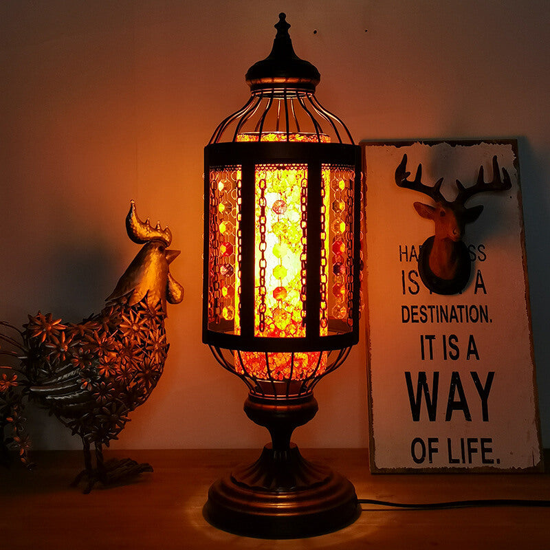 Vintage Turkish Stained Glass Lantern Table Lamp - 1-Light Decorative Lighting for Home, Bohemian Style Desk Lamp, Unique Gift Idea