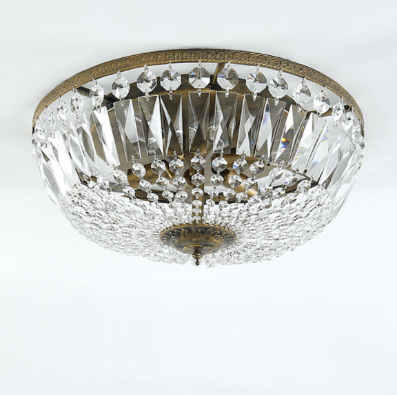 Vintage Round Crystal Flush Mount Ceiling Light 4/6 Light Fixture