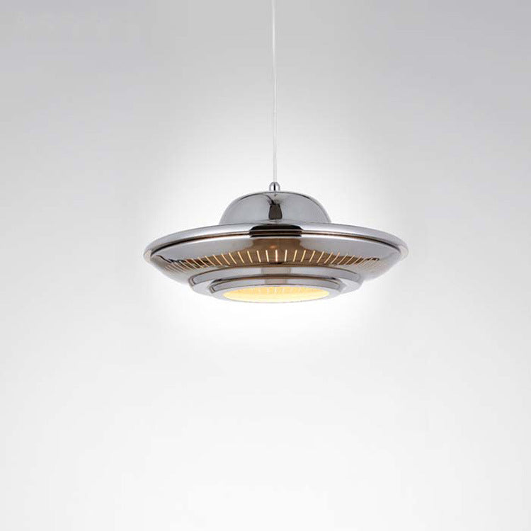 Industrial Vintage Iron Flying Saucer Pendant Light - 1-Light Fixture for Kitchen & Dining Rooms, Retro Metal Hanging Light, Edison Bulb Compatible, Rustic Home Decor