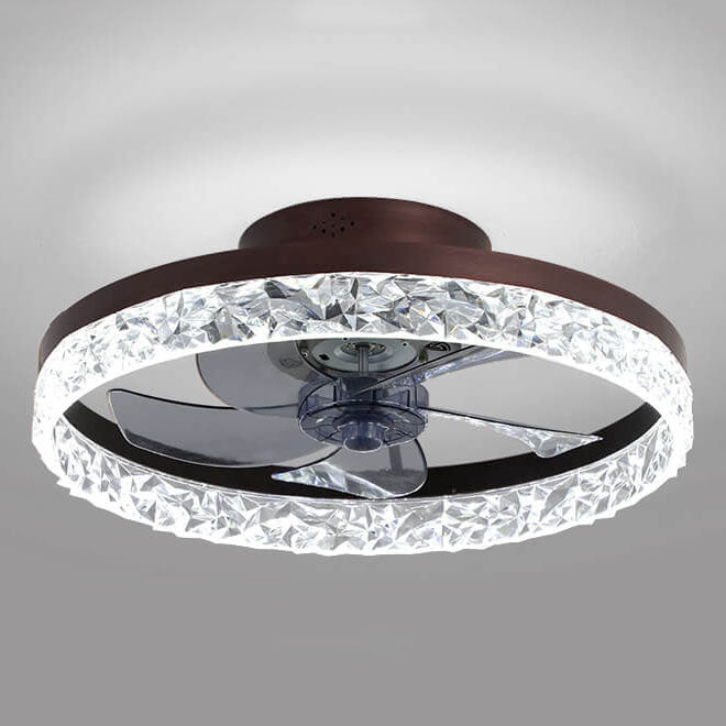 Modern Circle Ring LED Semi-Flush Mount Ceiling Fan Light Fixture