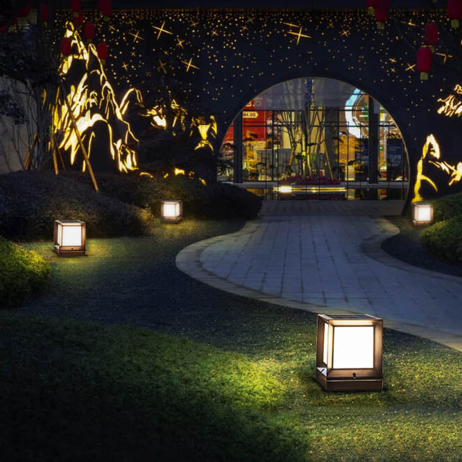 Simple Square LED Solar Waterproof Lawn Fence Lamp
