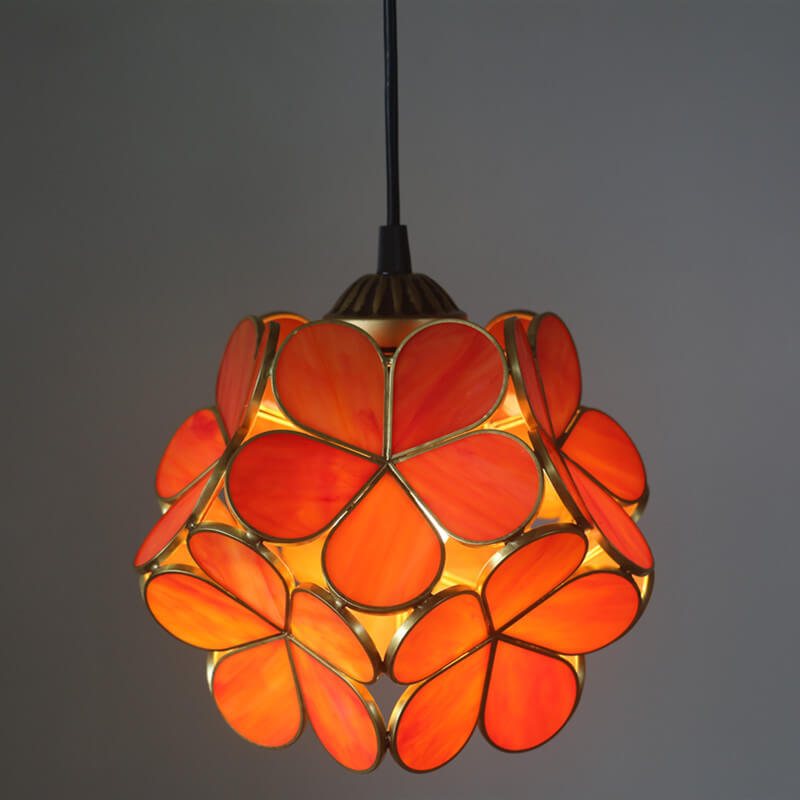 Vintage Stained Glass Petal Pendant Light - Illuminated Floral Charm