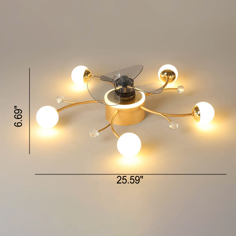 Nordic Light Luxury 5/7-Light LED Flush Mount Ceiling Fan