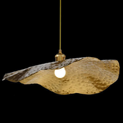 Modern Golden Bronze Lotus Leaf 1-Light Pendant Light