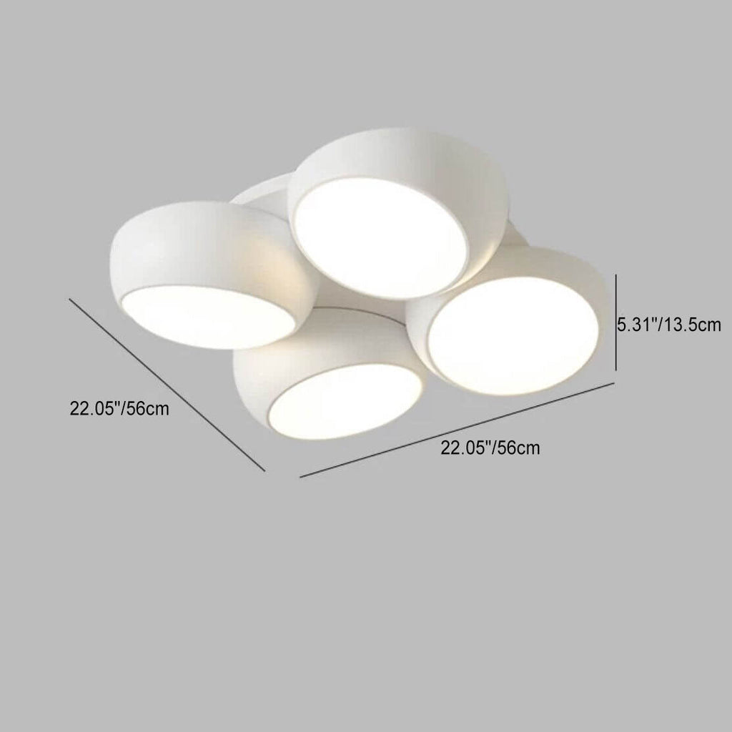 Scandinavian Modern Round LED Semi-Flush Mount Ceiling Light – Iron & Plastic Design