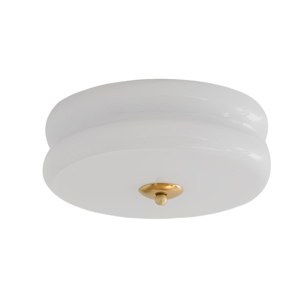 Round Glass Drum LED Ceiling Light - Three Step Dimming, Nordic Style Fixture