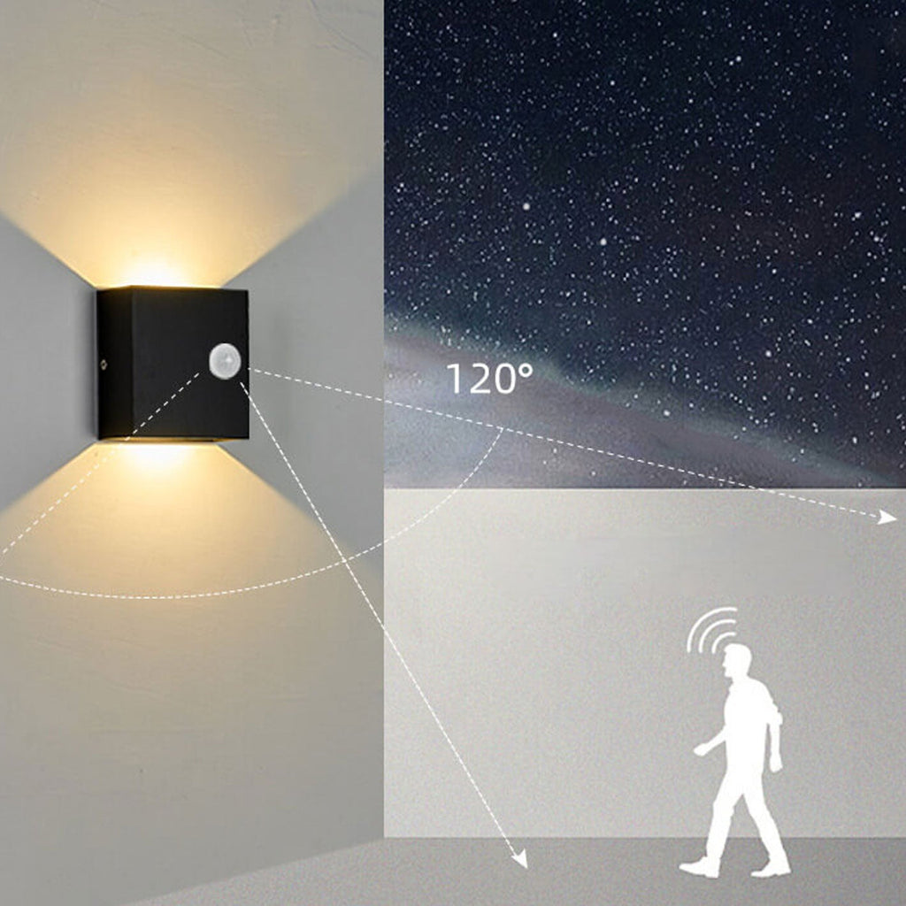Modern Square LED Body Sensor Wall Sconce Lamp - Energy Efficient Lighting Solution, Motion-Activated, Minimalist Design, Indoor/Outdoor Usability