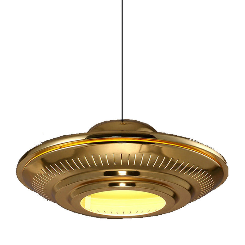 Industrial Vintage Iron Flying Saucer Pendant Light - 1-Light Fixture for Kitchen & Dining Rooms, Retro Metal Hanging Light, Edison Bulb Compatible, Rustic Home Decor