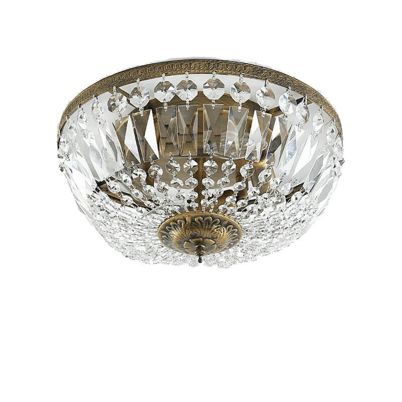 Vintage Round Crystal Flush Mount Ceiling Light 4/6 Light Fixture