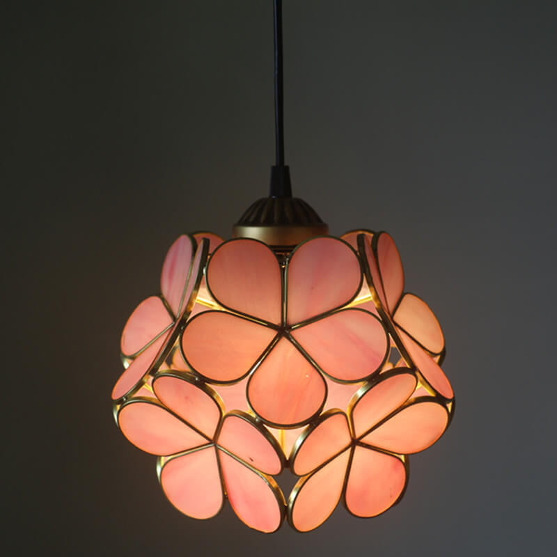 Vintage Stained Glass Petal Pendant Light - Illuminated Floral Charm