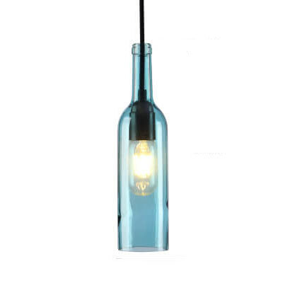 Antique Glass Wine Bottle Pendant Light, 1-Light Vintage Chandelier, Rustic Home Decor, Industrial Hanging Fixture, Elegant Kitchen Lighting