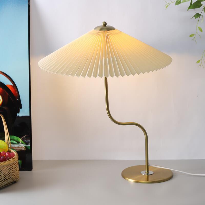 Retro Pleated Umbrella Table Lamp - 1-Light Decorative Accent Lamp