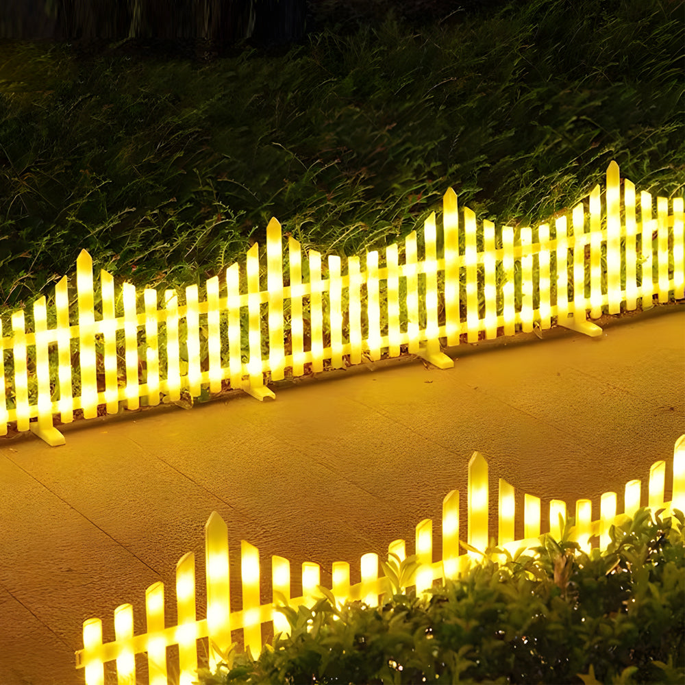 8-Pack Wave-Shaped Solar LED Garden Fence Lights for Christmas