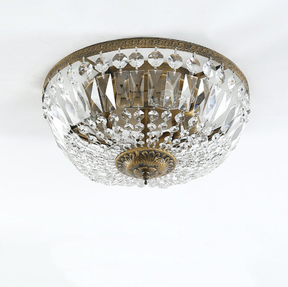Vintage Round Crystal Flush Mount Ceiling Light 4/6 Light Fixture