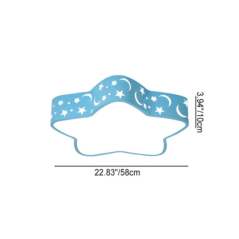 Cartoon Creative Star Shape LED Flush Mount Ceiling Light Fixture for Kids' Room, Nursery, Children’s Bedroom, Modern Ceiling Lamp, Cute Decorative Lighting, Energy-Efficient Star Pendant Light for Playroom or Baby Room
