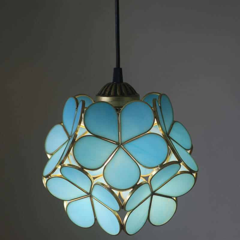 Vintage Stained Glass Petal Pendant Light - Illuminated Floral Charm