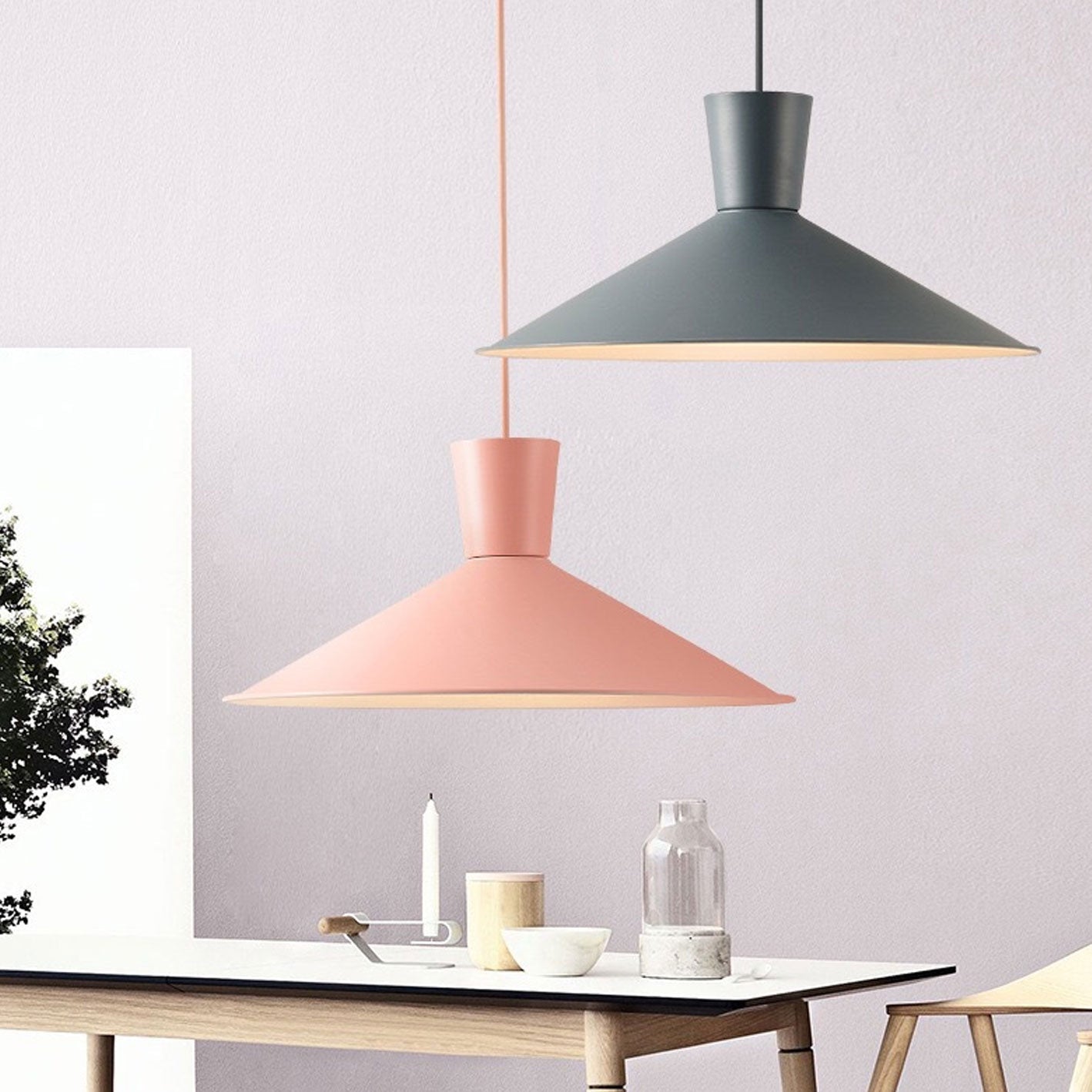 Nordic Minimalist Macaron 1-Light Pendant Light – Modern Solid Color Design
