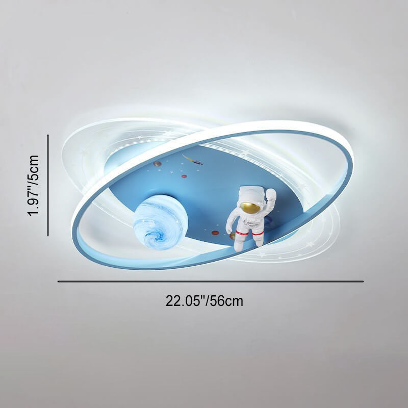 Children's Cartoon Astronaut Moon Acrylic LED Flush Mount Ceiling Light for Kids Room, Space Theme Bedroom Lighting, Cute Astronaut Design, Kids Night Light, Durable & Energy Efficient Ceiling Fixture, Ideal for Nursery & Playroom Decor