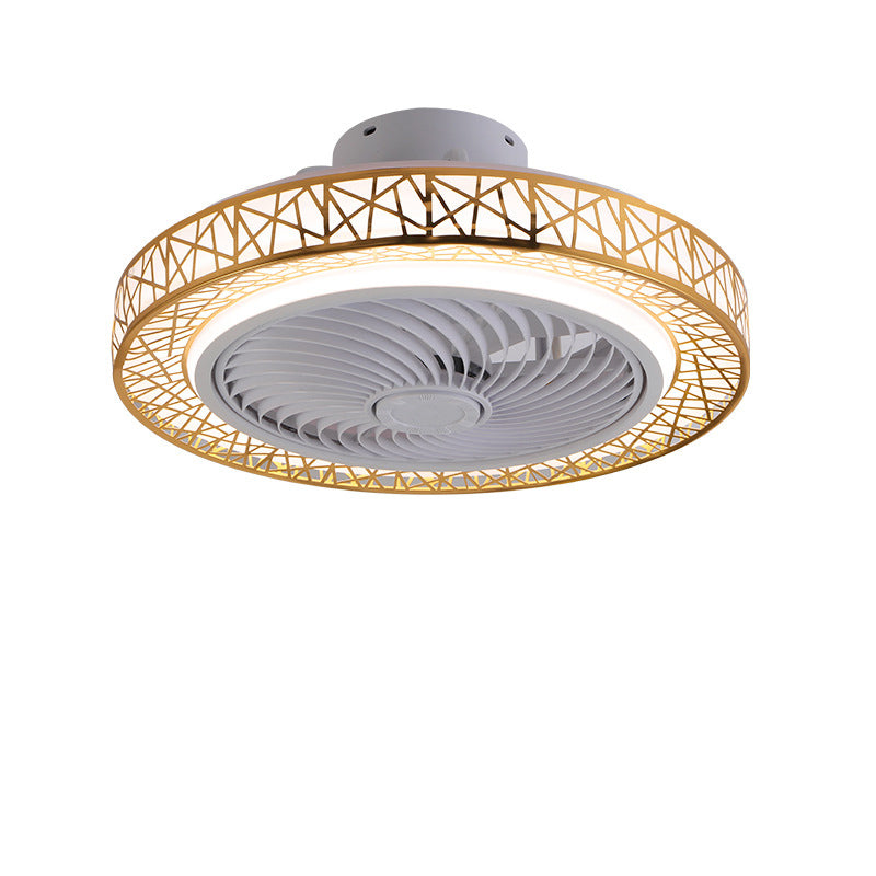 Modern Luxury Round Lace Ceiling Fan Light - LED Flush Mount Fixture