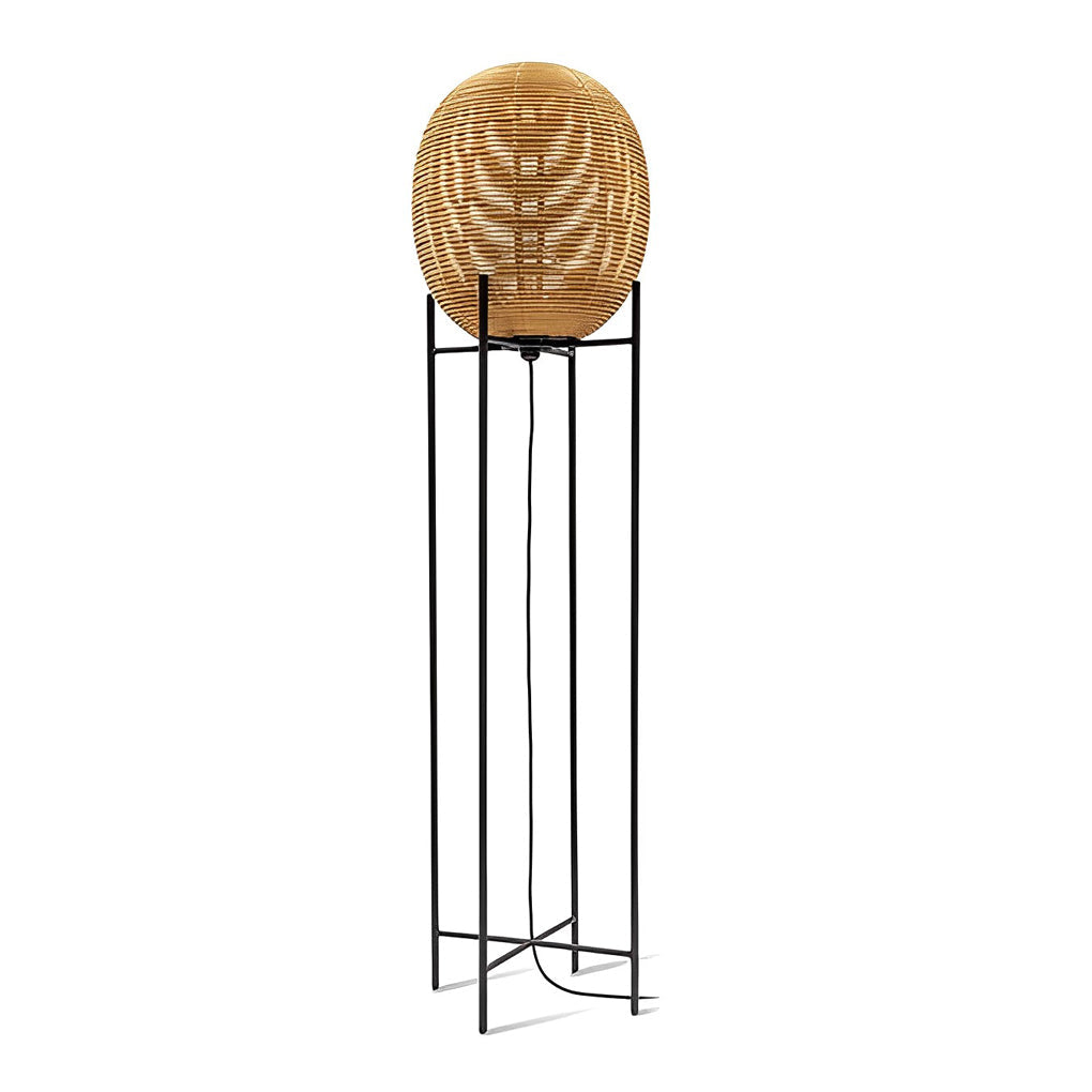Rustic Boho Rattan Metal Frame Floor Lamp - Chic Accent Lighting for Home Decor