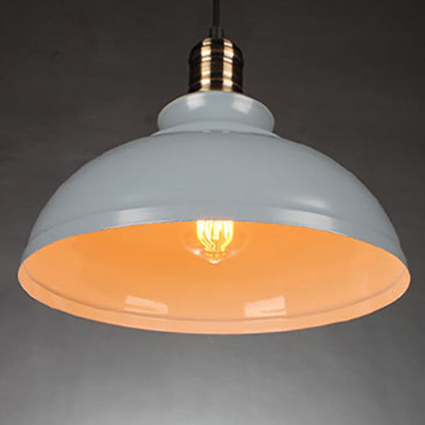 Contemporary Industrial Dome Pendant Light - Round Iron 1-Light Fixture for Living Room