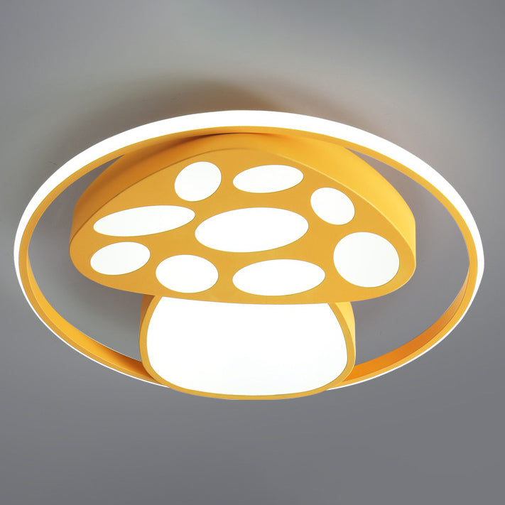 Modern Cartoon Mushroom Circle LED Kids Flush Mount Ceiling Light Creative Nursery Room Lighting Fun Colorful Design Children’s Bedroom Fixture Child-Friendly Indoor Lighting Energy-Efficient LED Ceiling Light Bright Decorative Lighting for Kids Playroom