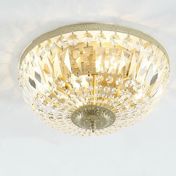 Vintage Round Crystal Flush Mount Ceiling Light 4/6 Light Fixture