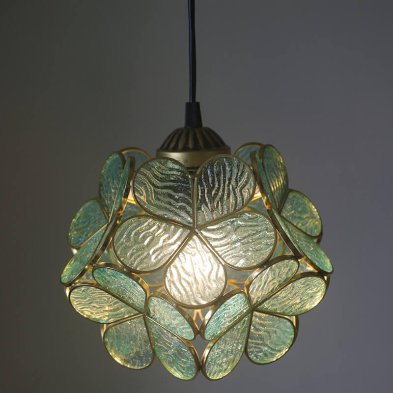 Vintage Stained Glass Petal Pendant Light Fixture