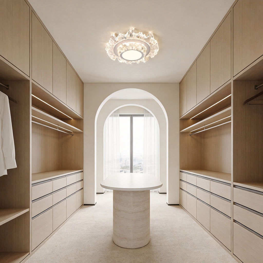 Modern White Flush Mount Crystal Ceiling Light