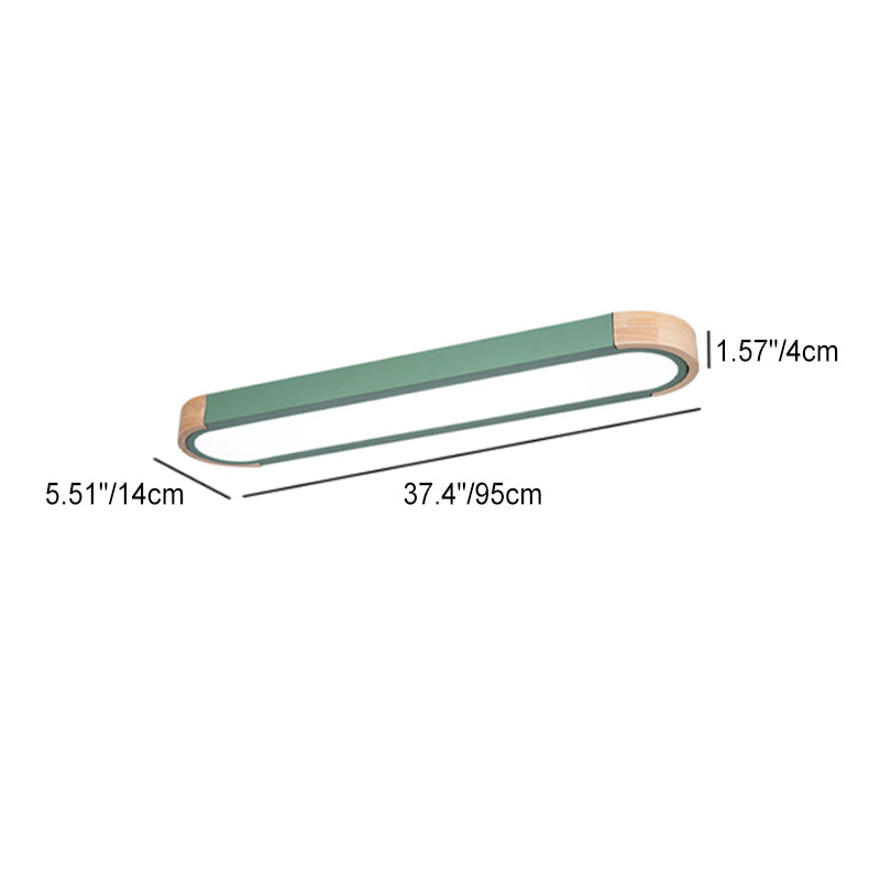 Contemporary Scandinavian Long Oval Iron Log Acrylic LED Flush Mount Ceiling Light for Bedroom