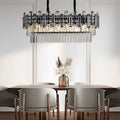 Long Rectangular LED Crystal Chandelier - Three Step Dimming Postmodern Lighting