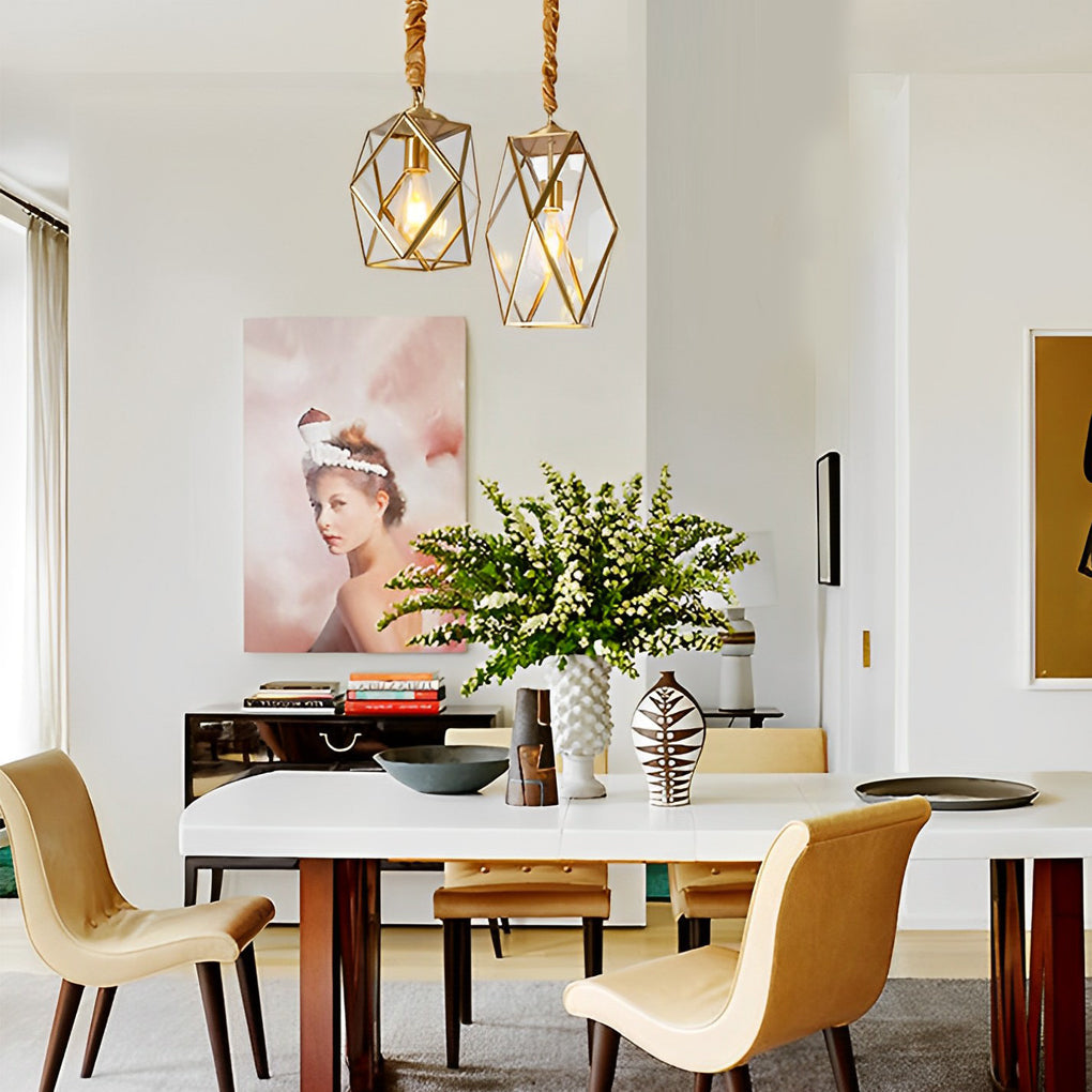 Retro Copper Industrial Chandelier - Small Glass Ceiling Light