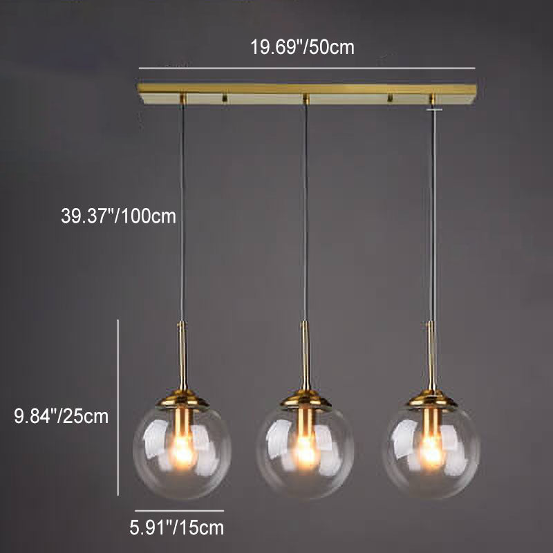 Contemporary Nordic Copper Glass Shade Island Light Chandelier - 1/3/5-Light for Dining Room