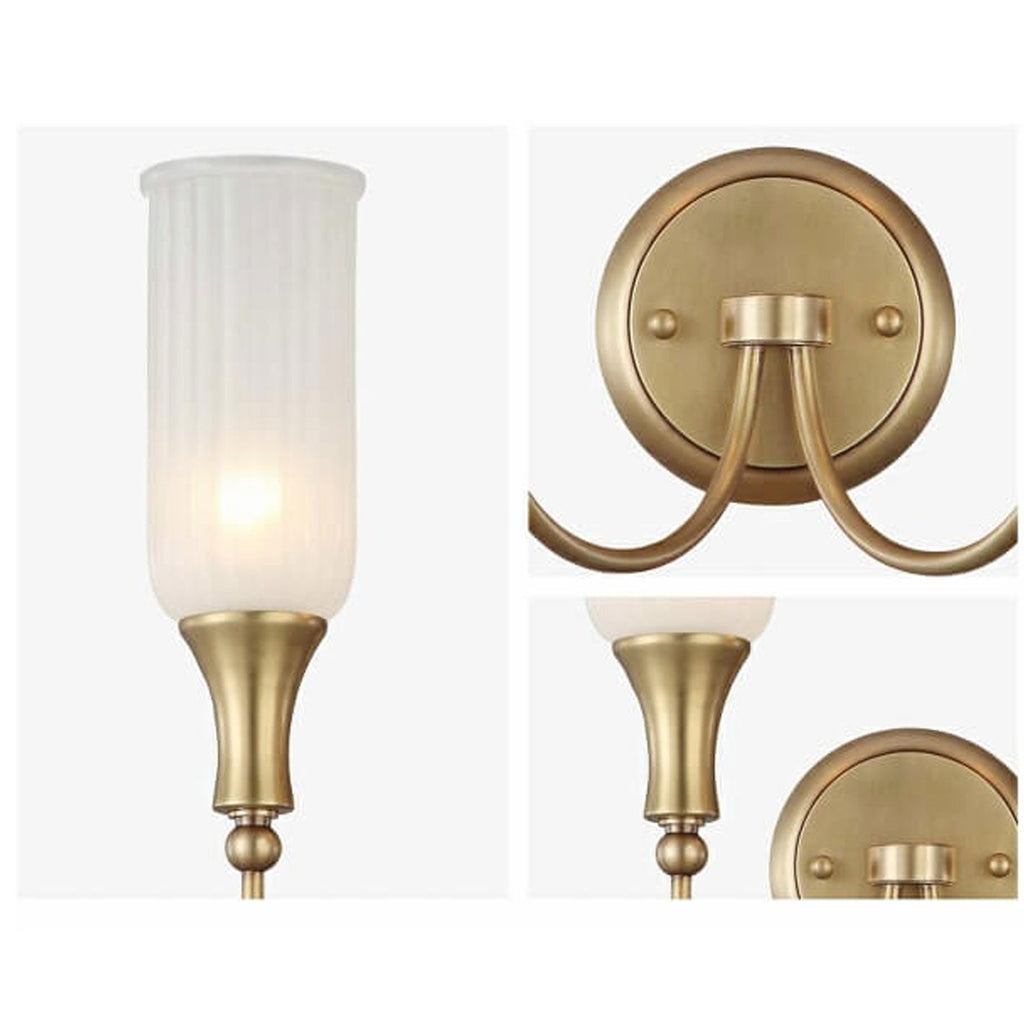 Vintage Rustic Brass Glass Wall Sconce Lamp - 1/2 Light Fixture