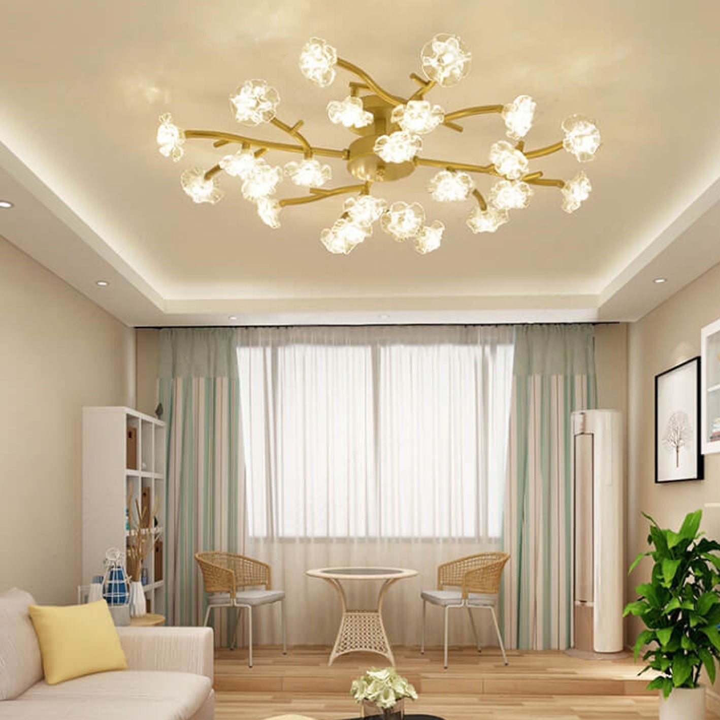 Nordic Creative Plum Blossom LED Semi-Flush Mount Ceiling Light