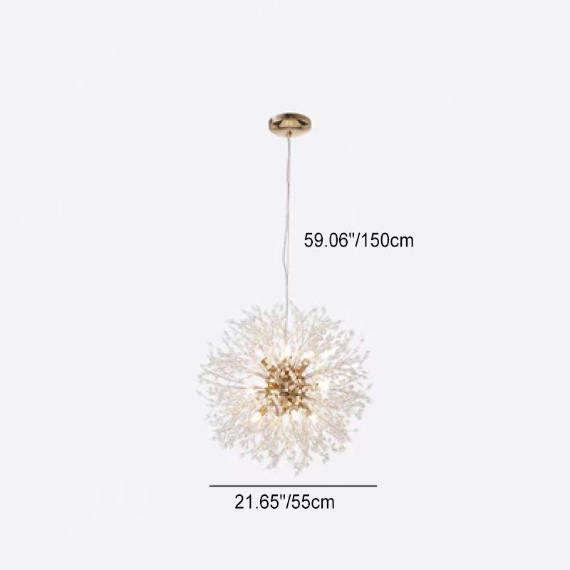Contemporary Scandinavian Dandelion Crystal Chandelier - 8/9/12/16 Lights for Bedroom Elegance