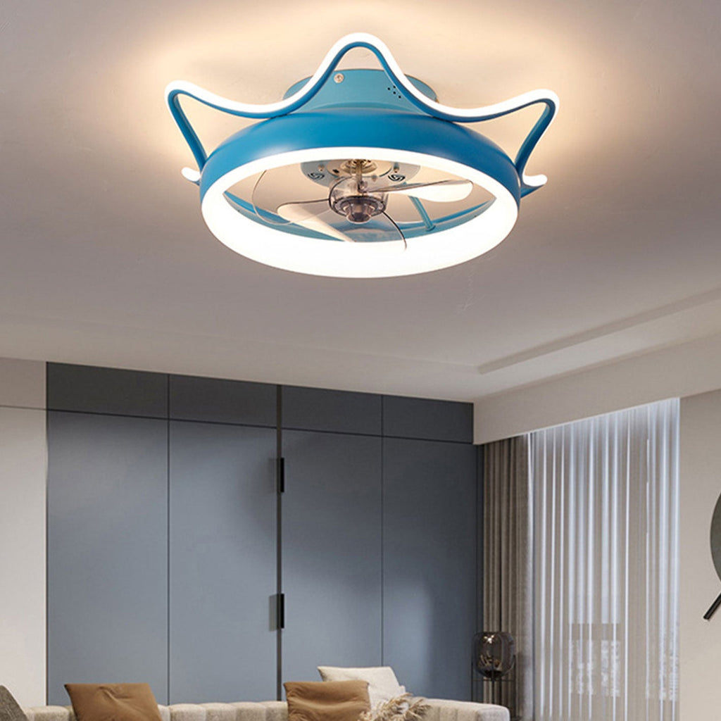 Nordic Light Luxury Round Wrought Iron LED Ceiling Fan Light