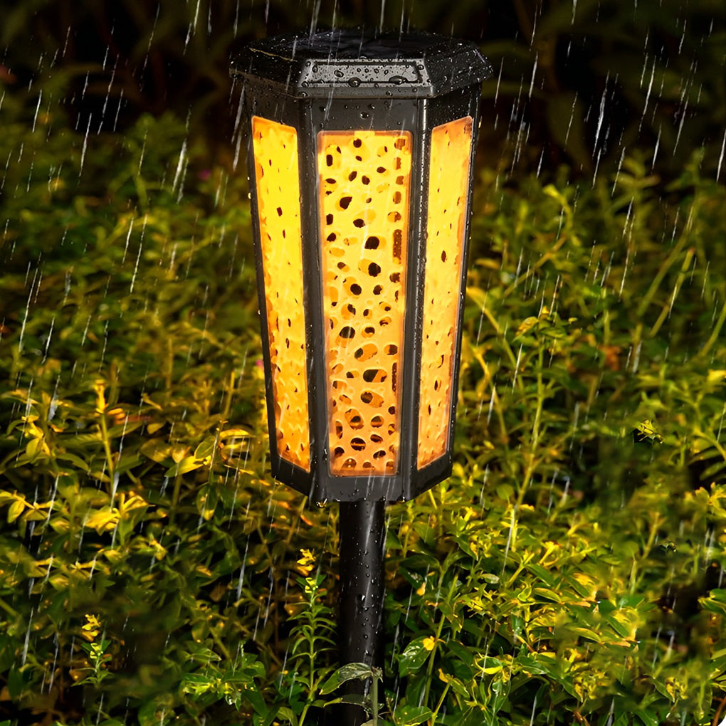 RGB Hexagon Solar Stake Light - Waterproof Outdoor Landscape Lighting