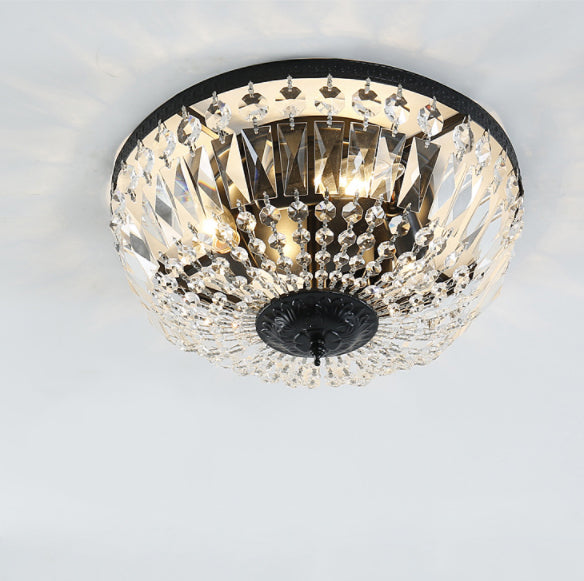 Vintage Round Crystal Flush Mount Ceiling Light 4/6 Light Fixture