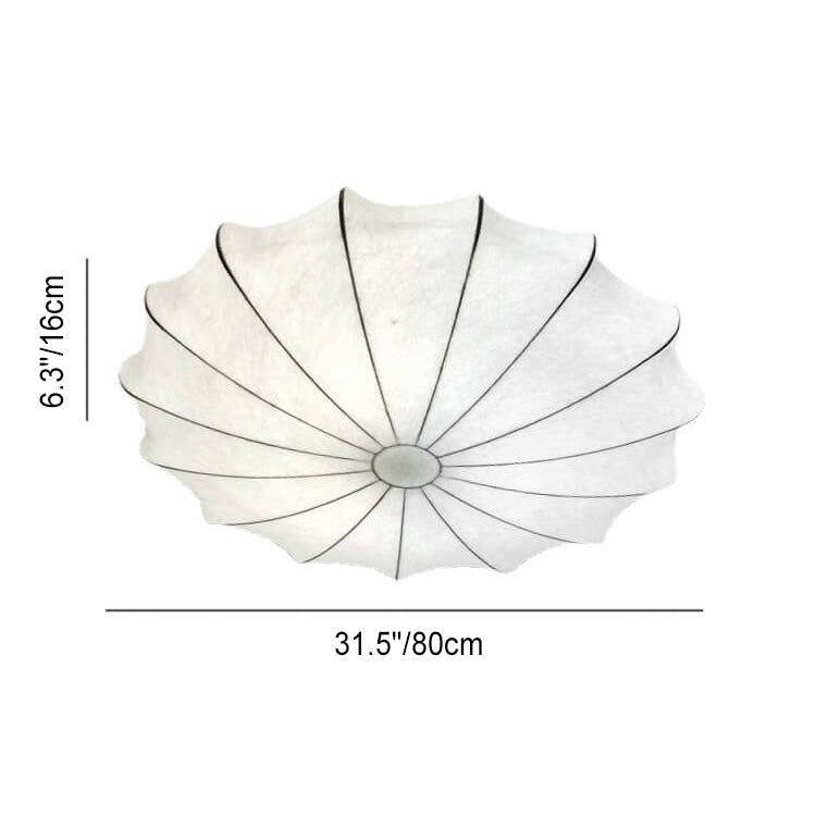 Nordic Minimalist Flush Mount Light - White Beige Faux Silk, 1/3/5-Light Options