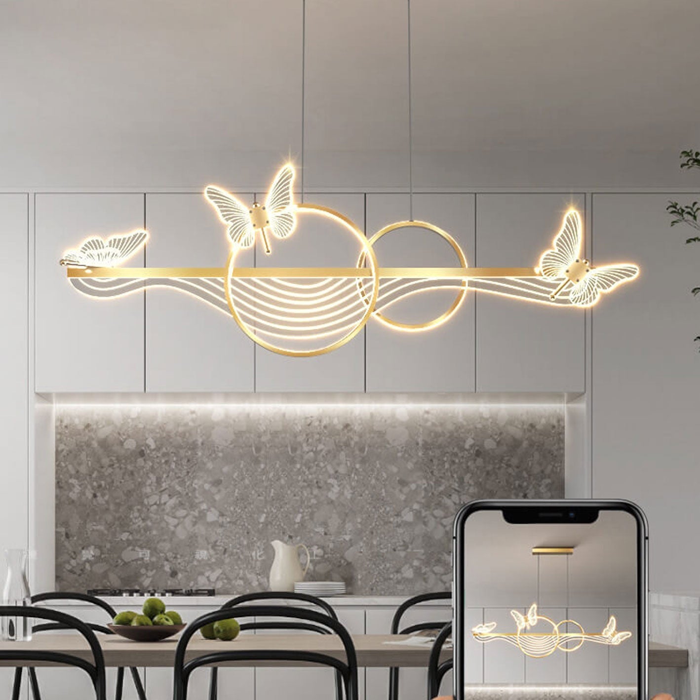 Nordic Luxury Butterfly Round LED Island Chandelier
